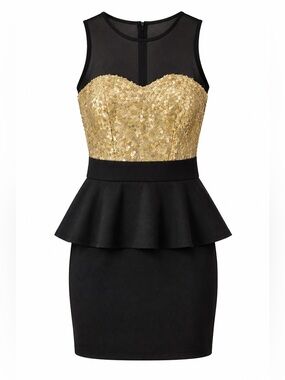 Speechless Women’s Mini Dress with Gold Sequin Bodice - M